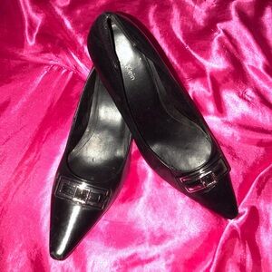 Calvin Klein Black Flats with Silver Accent